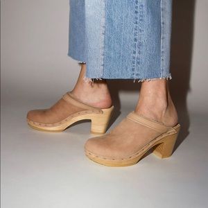 No.6 Dakota Shearling Clog High Heel Fawn Suede
